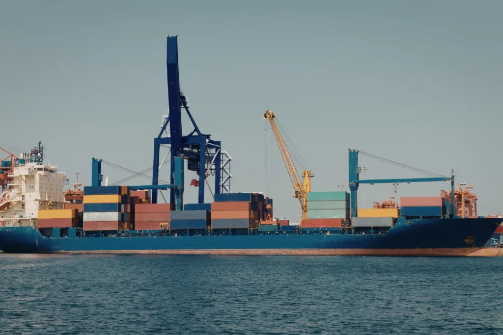 shipping containers port crane sunset